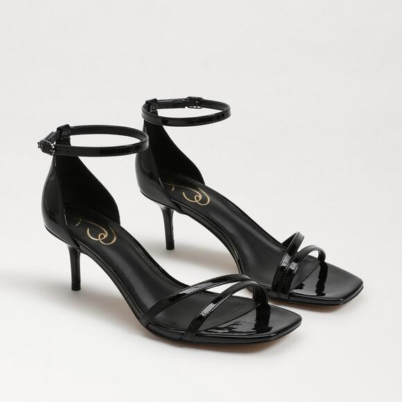 Shoes - Sam Edelman Black Patent Leather PEONIE KITTEN HEEL SANDAL